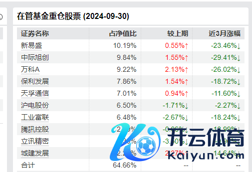 三季报十大重仓股