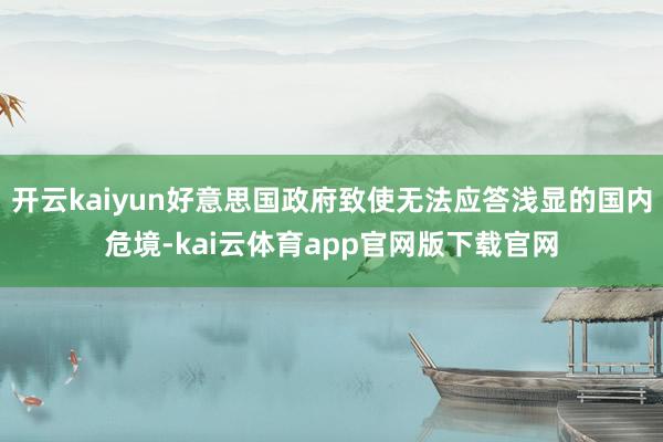 开云kaiyun好意思国政府致使无法应答浅显的国内危境-kai云体育app官网版下载官网