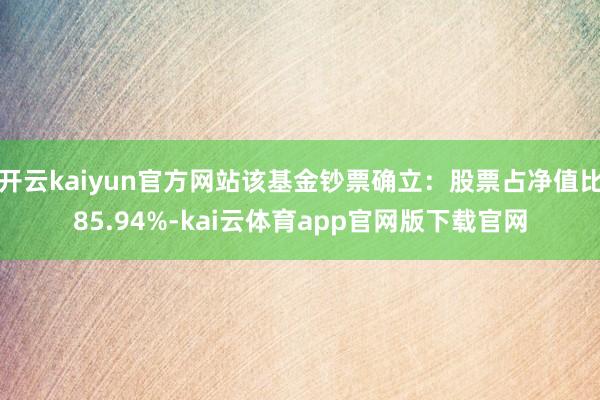 开云kaiyun官方网站该基金钞票确立：股票占净值比85.94%-kai云体育app官网版下载官网