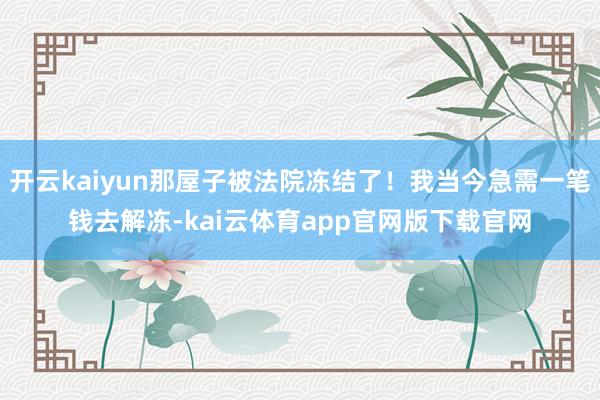 开云kaiyun那屋子被法院冻结了！我当今急需一笔钱去解冻-kai云体育app官网版下载官网