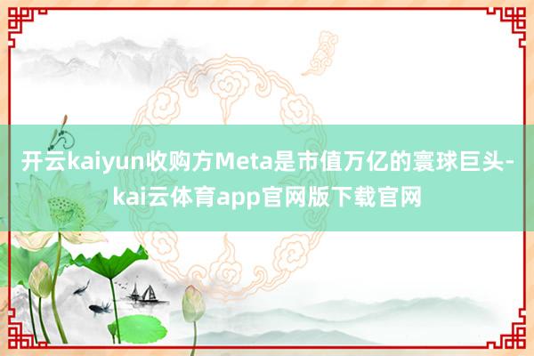 开云kaiyun收购方Meta是市值万亿的寰球巨头-kai云体育app官网版下载官网